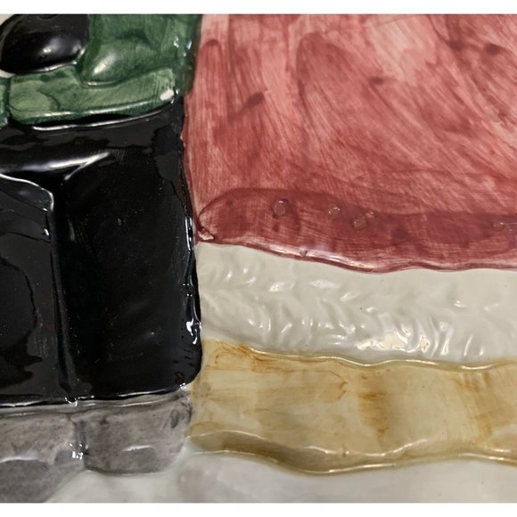 Vtg Fitz Floyd Omnibus Christmas Caroler Plate 3D Lady Child Teddy Bear Dog READ - Picture 7 of 11